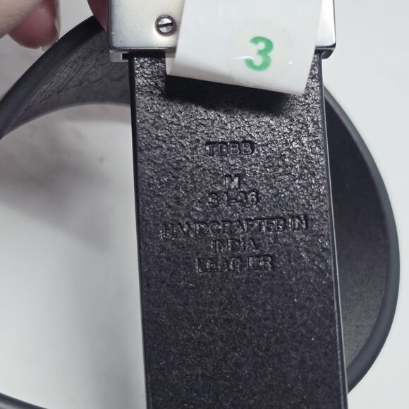 Kenneth Cole Reaction Men Kenneth Cole Reaction Men’s Belt M Track Lock Plaque Buckle Black Leather NWT